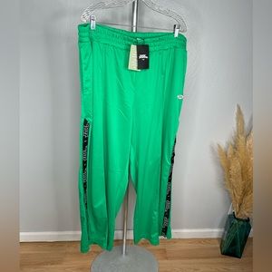 NWT  No Fear H&M Men's Green Side Buttons Wide Leg Track Pants Sz XXL